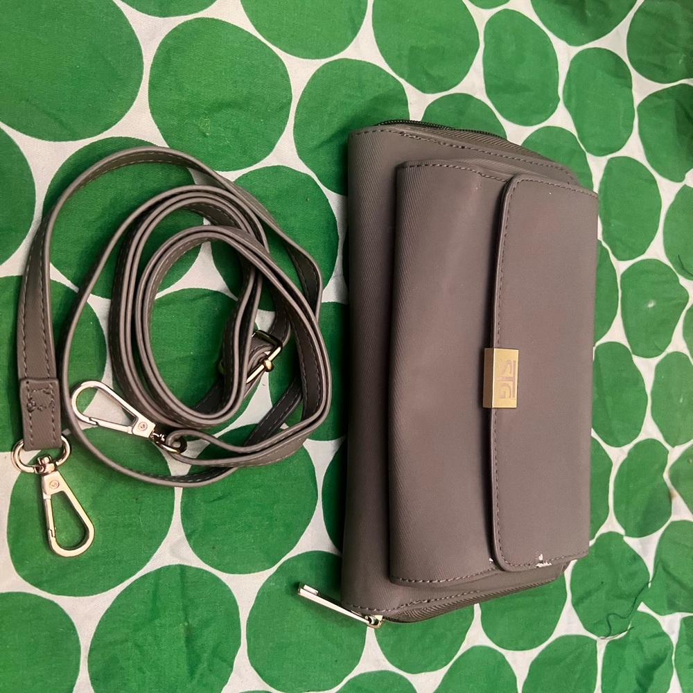 Chic Gray Crossbody Bag with Detachable Strap
